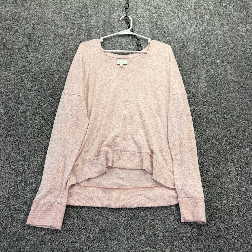 Lucky Brand Sweater Womens XL Pink V-Neck Long Sleeve Pullover